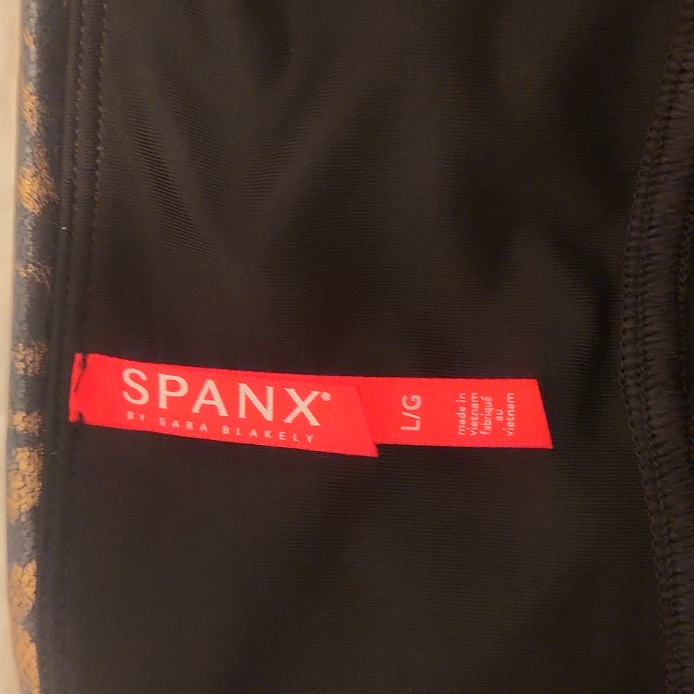 SPANX Gold and Black Leopard Print Leggings - Picture 5 of 5